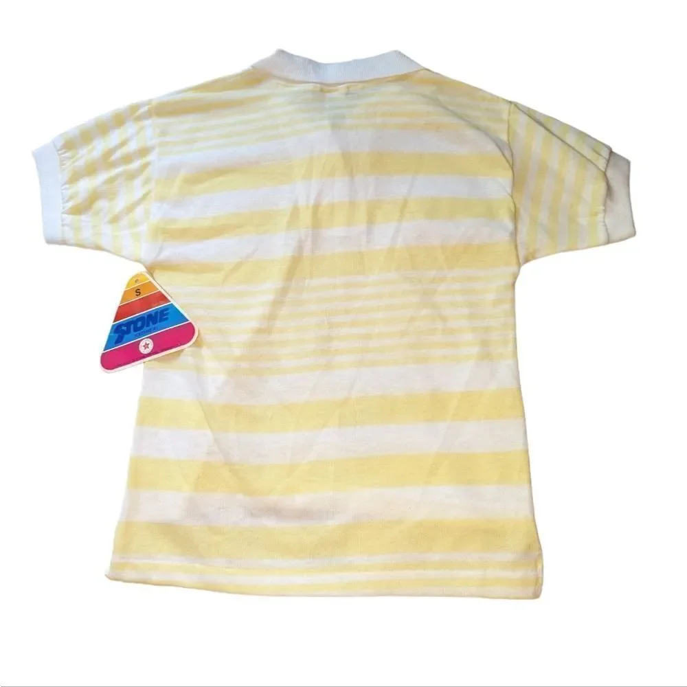 Vintage Stone Apparel yellow and white‎ striped polo shirt size small 7-8 youth